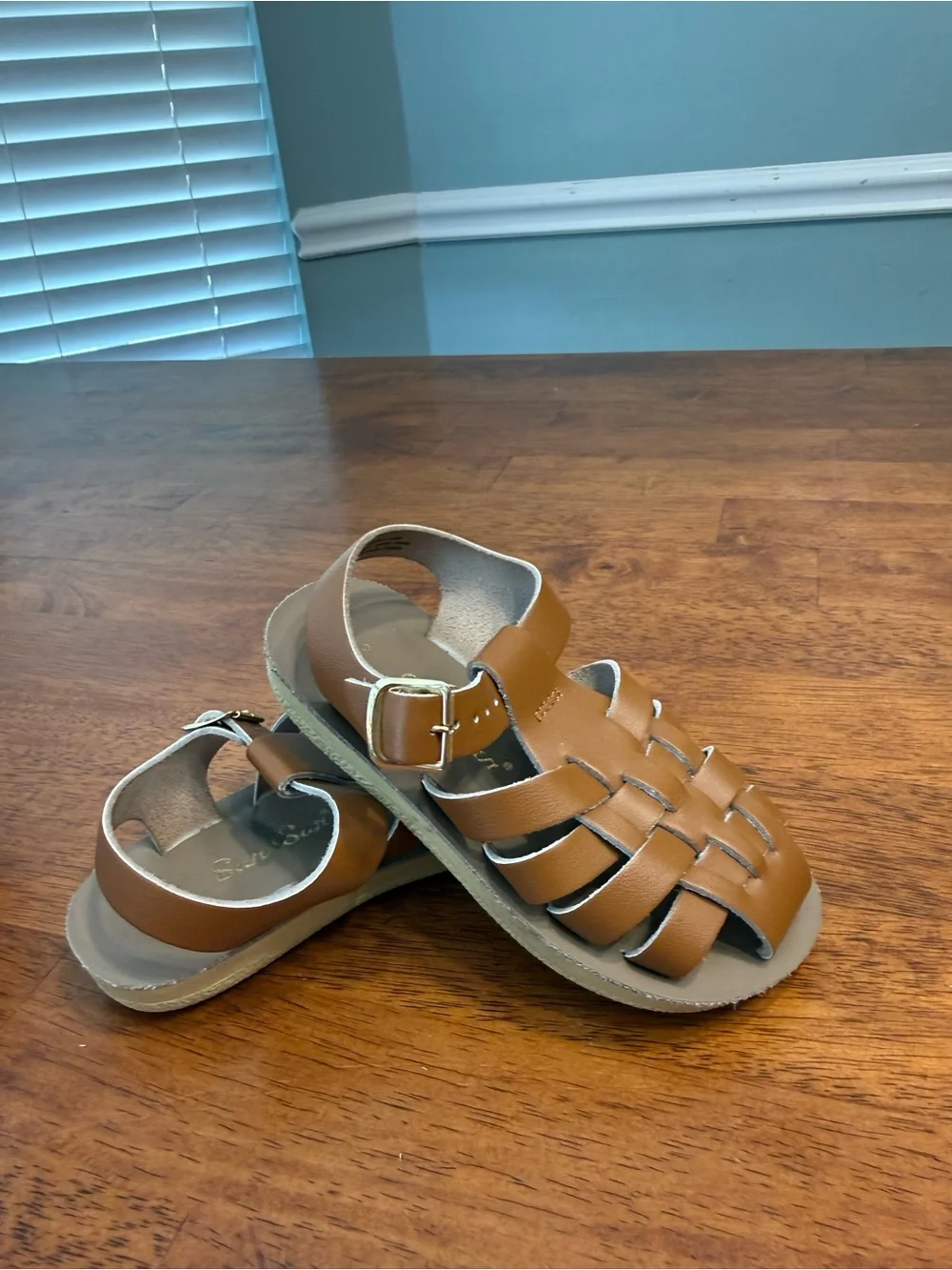 Salt Water Sandals Sun-San Sailor Tan Leather Kids Toddler Fisherman Shoes 8